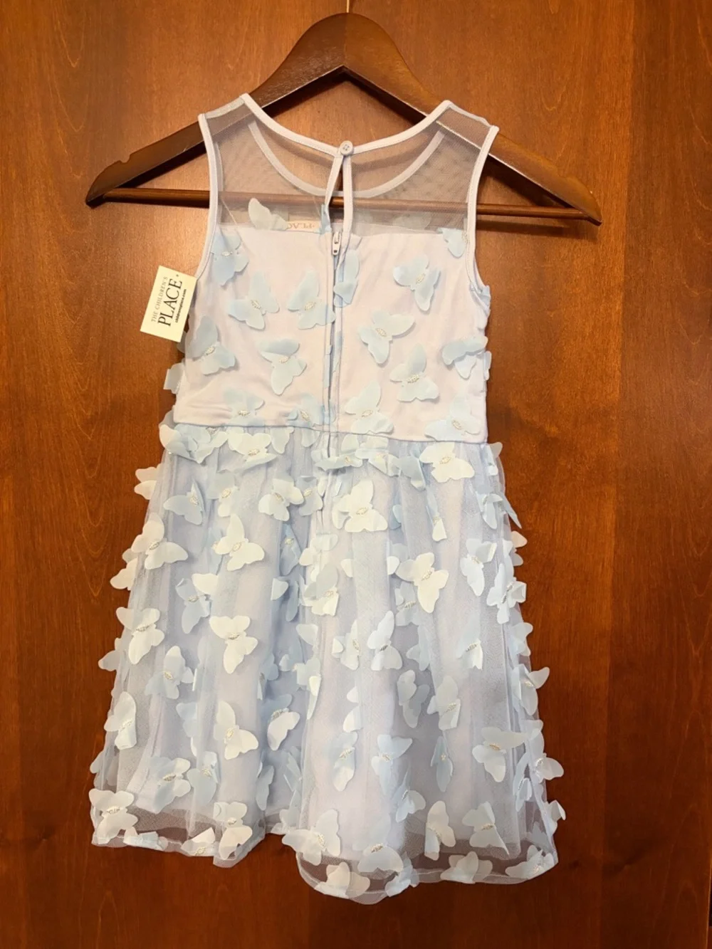 The Children's Place girls 6 Pale Blue Butterfly Mesh Party Dress